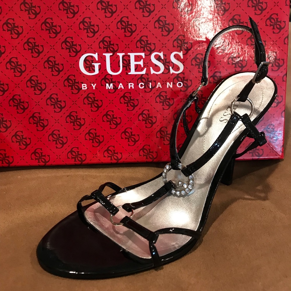 Guess black patent heels